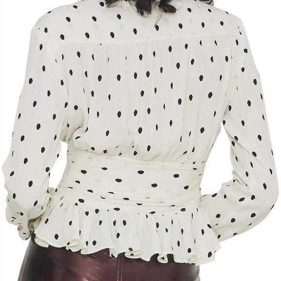 ROTATE by Birger Christensen Tracy Long Sleeve Polka Dot Top - Picture 2 of 11